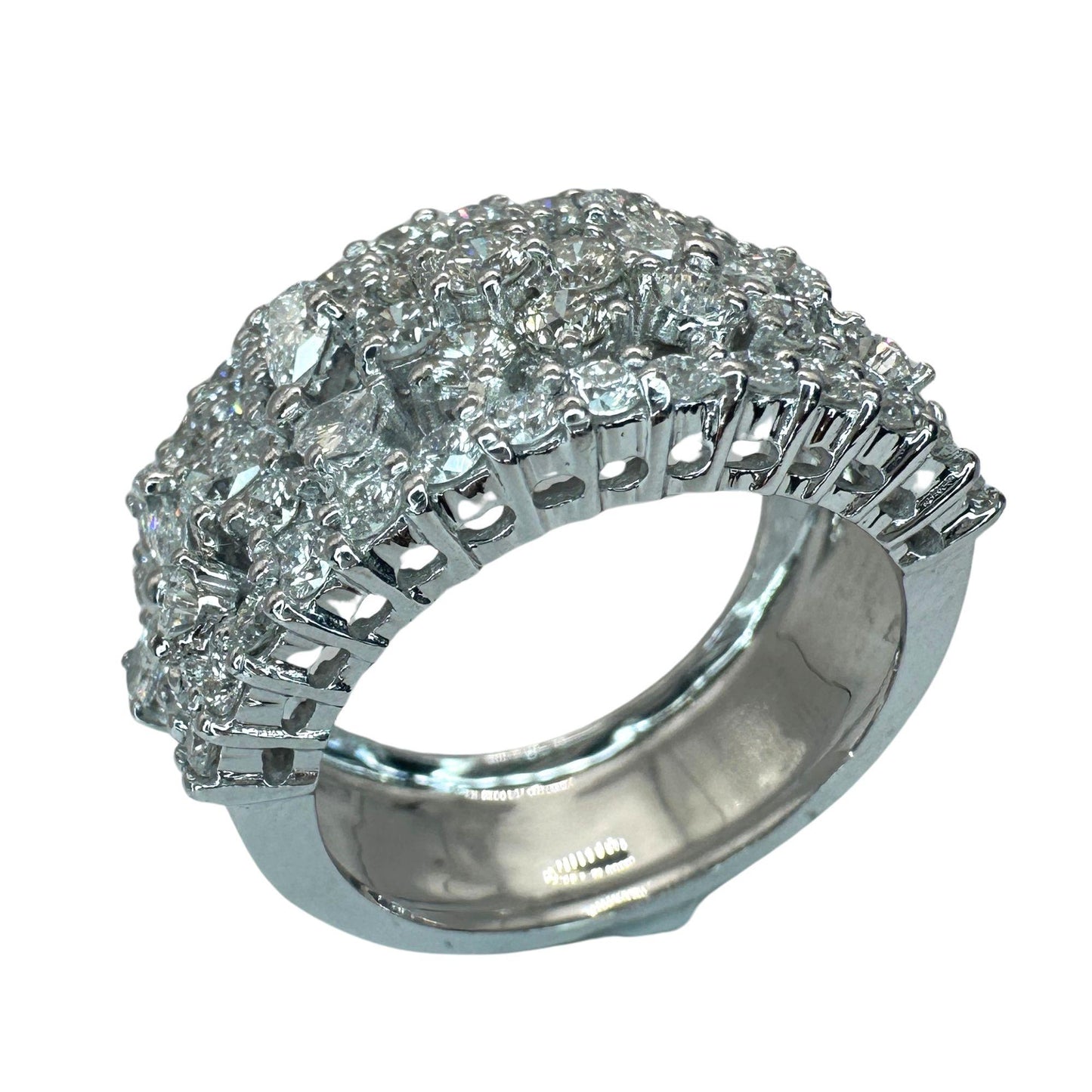 18k Diamond Wide Band Ring with Pear Shape Accents