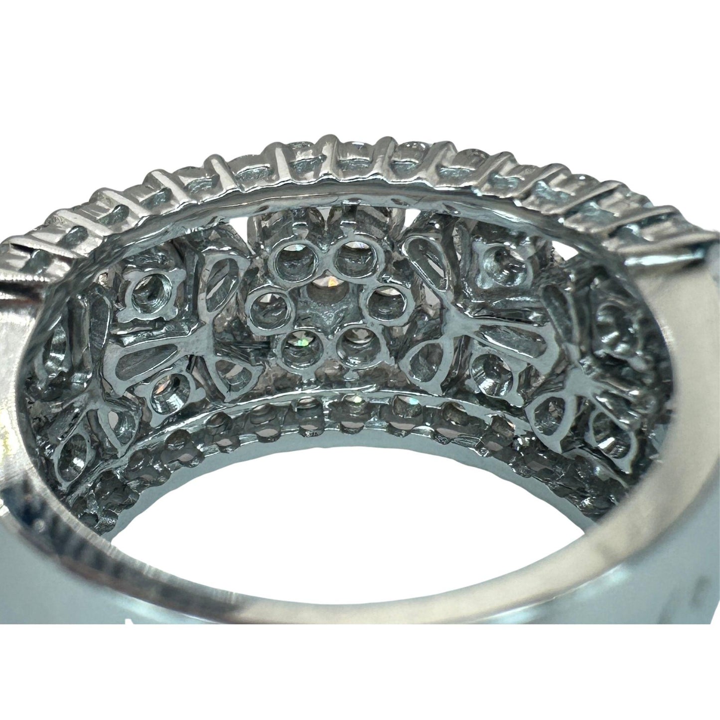 18k Diamond Wide Band Ring with Pear Shape Accents
