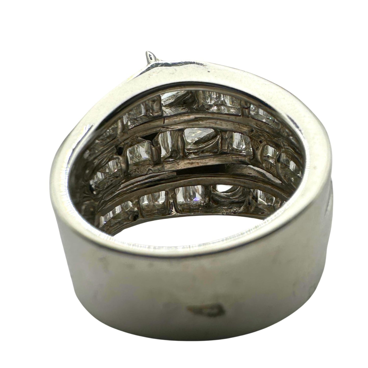 18k Baguette and Trillion Cut Diamond Wide Band Ring