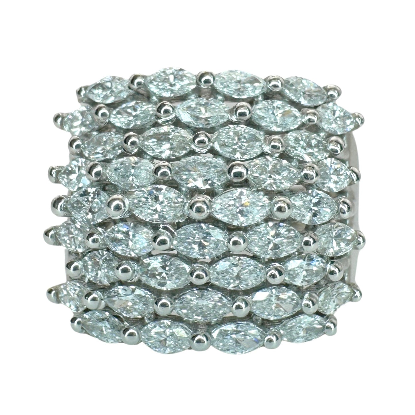 18k Marquise Cut Diamond Wide Band Ring