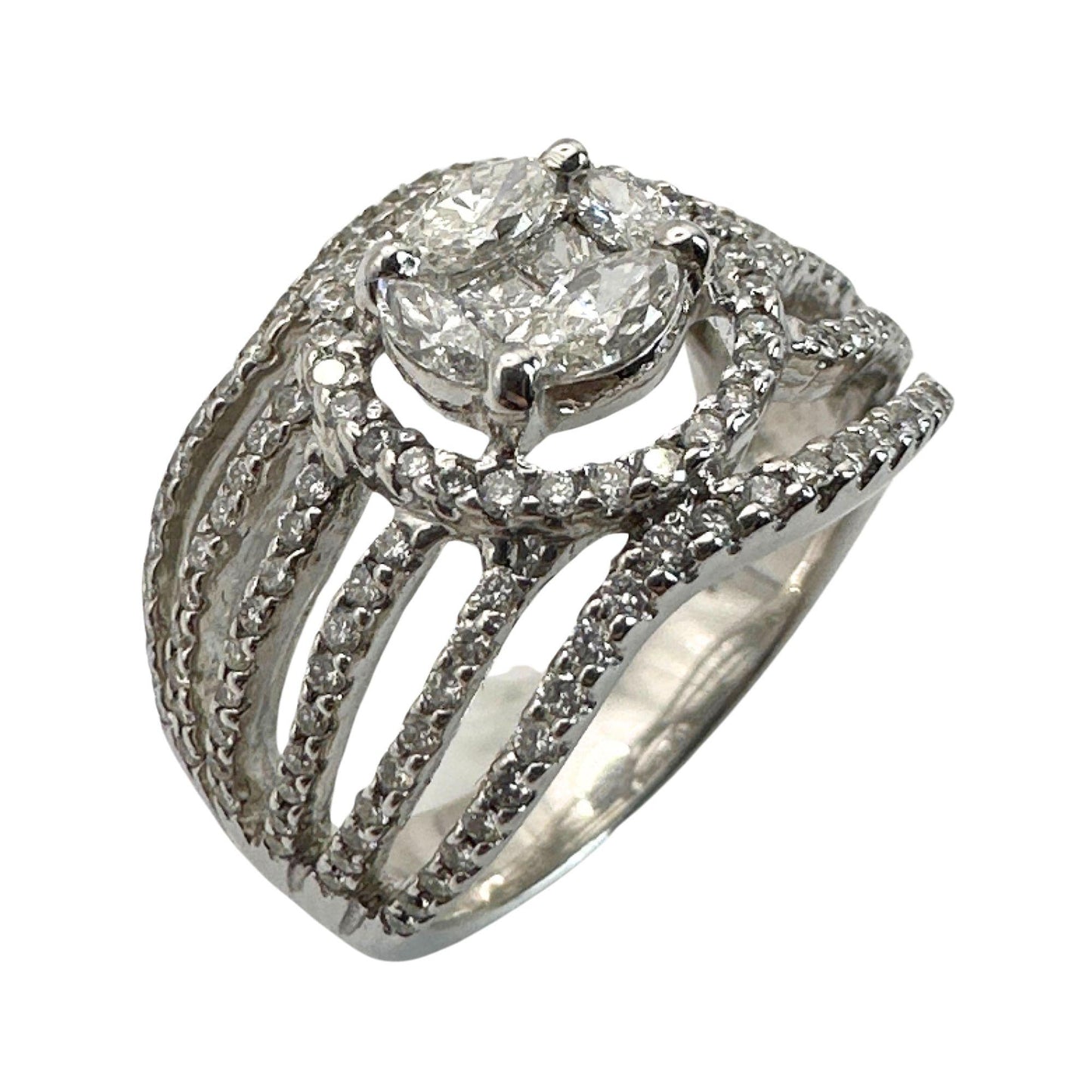 18k Marquise and Princess Cut Diamond Ring