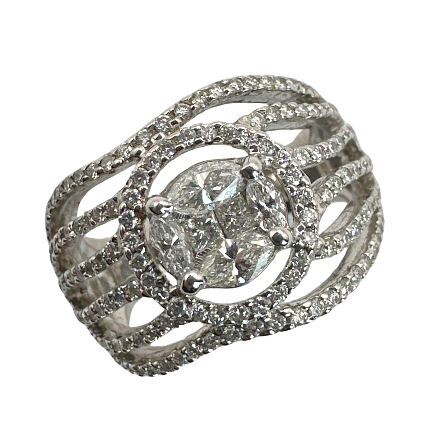 18k Marquise and Princess Cut Diamond Ring
