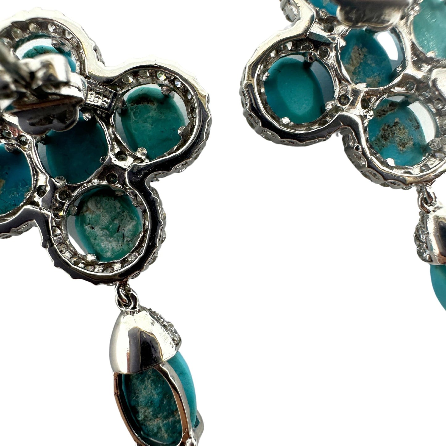 18K White Gold Diamond and Persian Turquoise Earrings