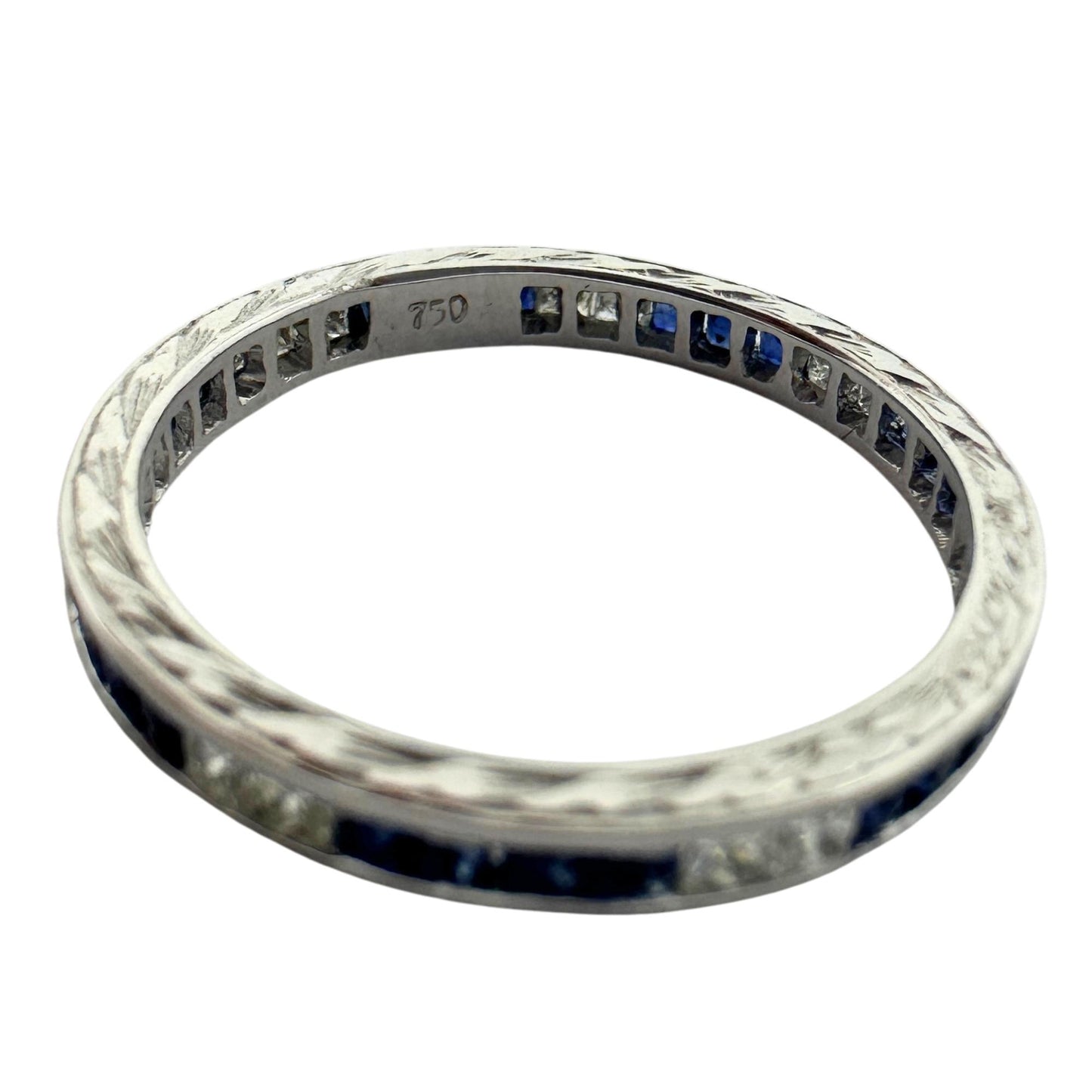 18K White Gold Diamond and Sapphire Band