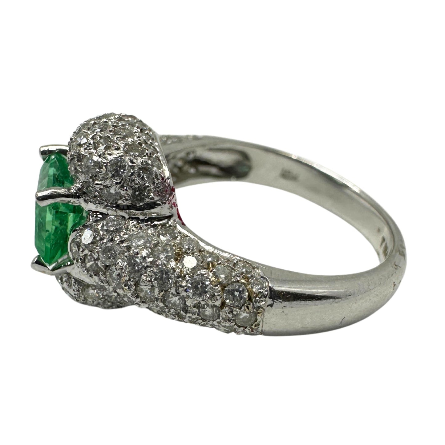 18k White Gold Diamond and Emerald Ring