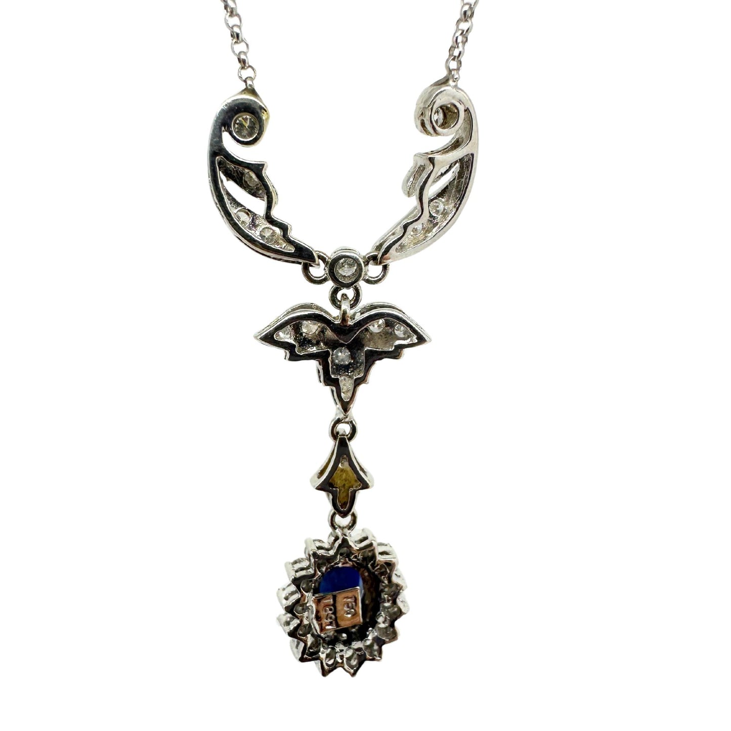 18k White Gold Diamond and Sapphire Necklace