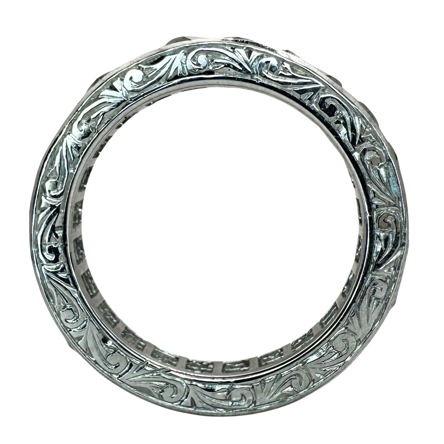 Platinum 3.00 Carat Repurposed Diamond Hand Engraved Eternity Band - Size 4