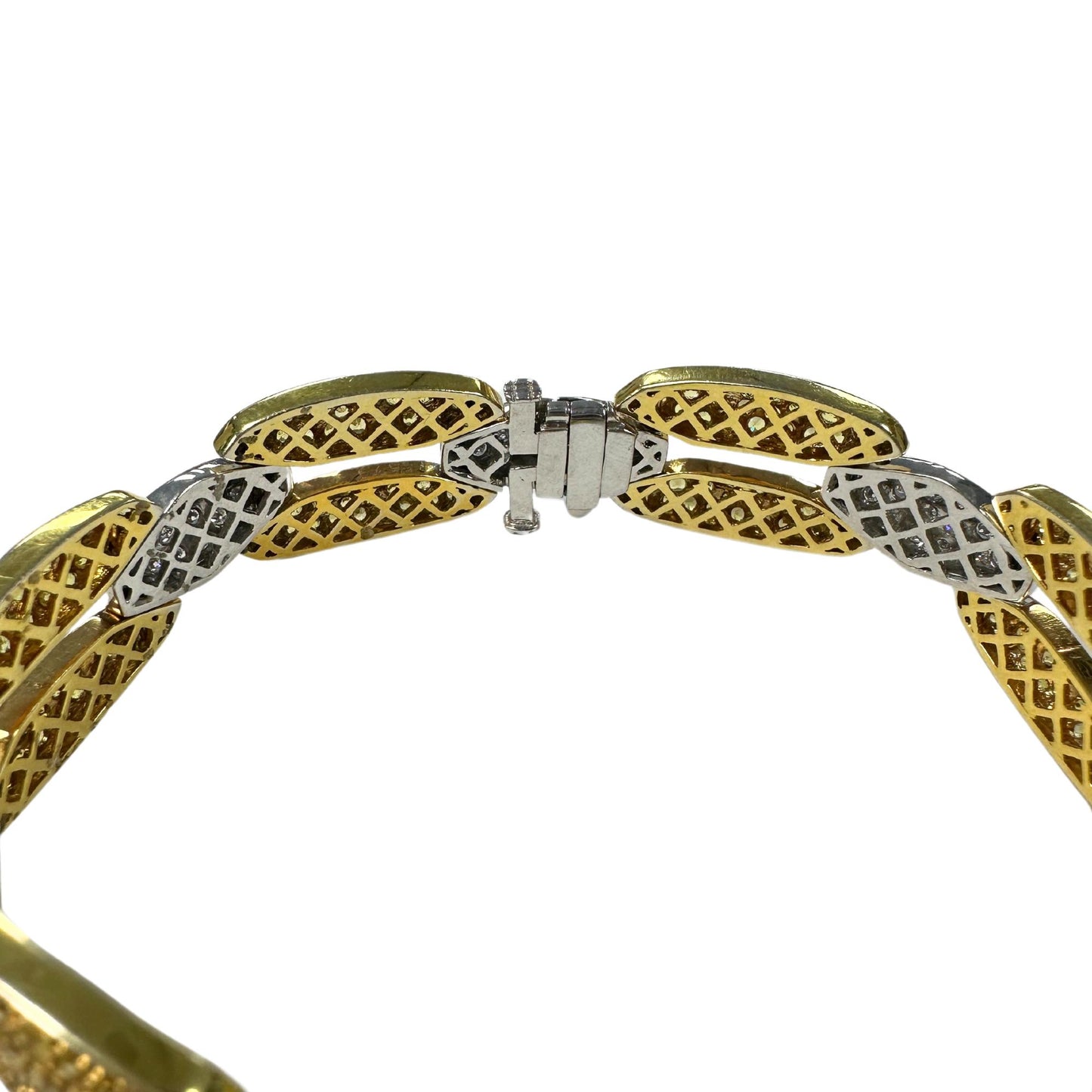 18K White and Yellow Gold Diamond and Yellow Sapphire Link Bracelet