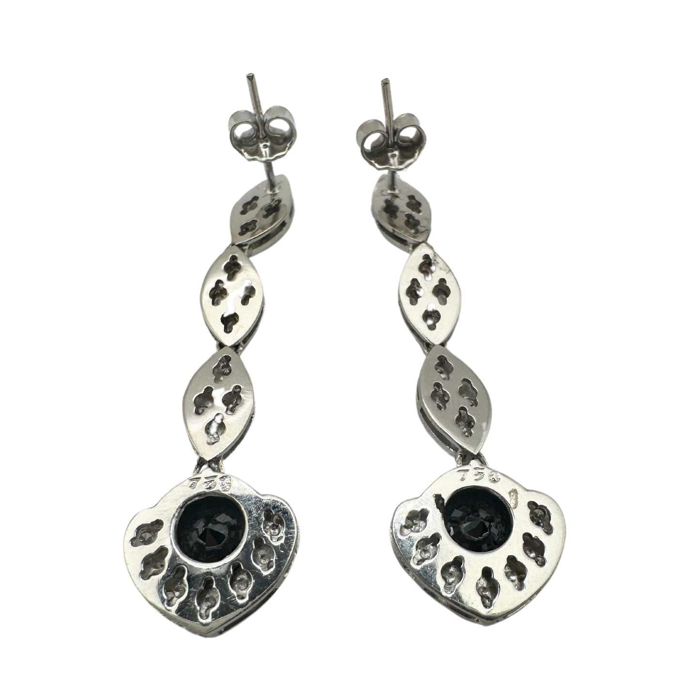 18K White Gold Black and White Diamond Drop Earrings