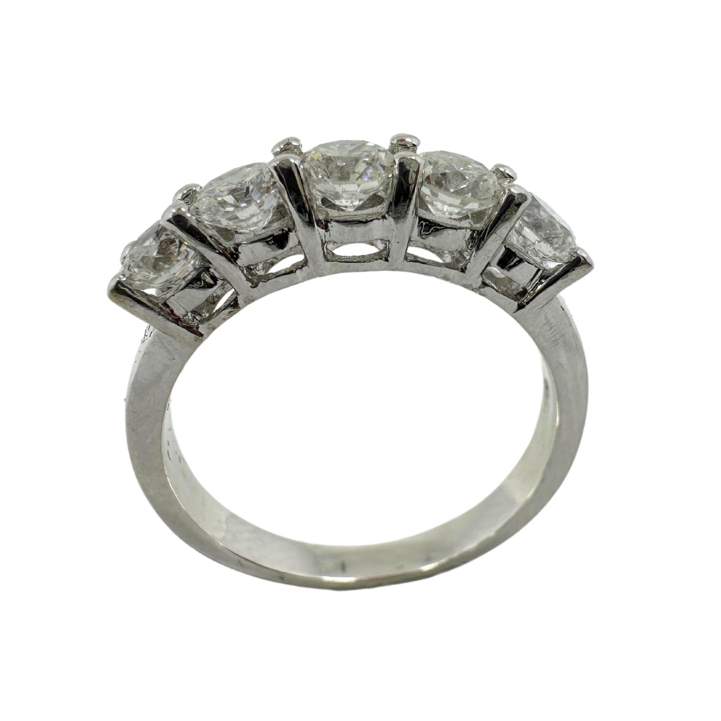 18K White Gold Five Stone Diamond Band