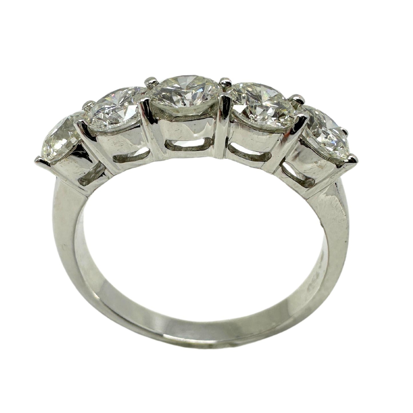 18K White Gold Five Stone Diamond Band Ring