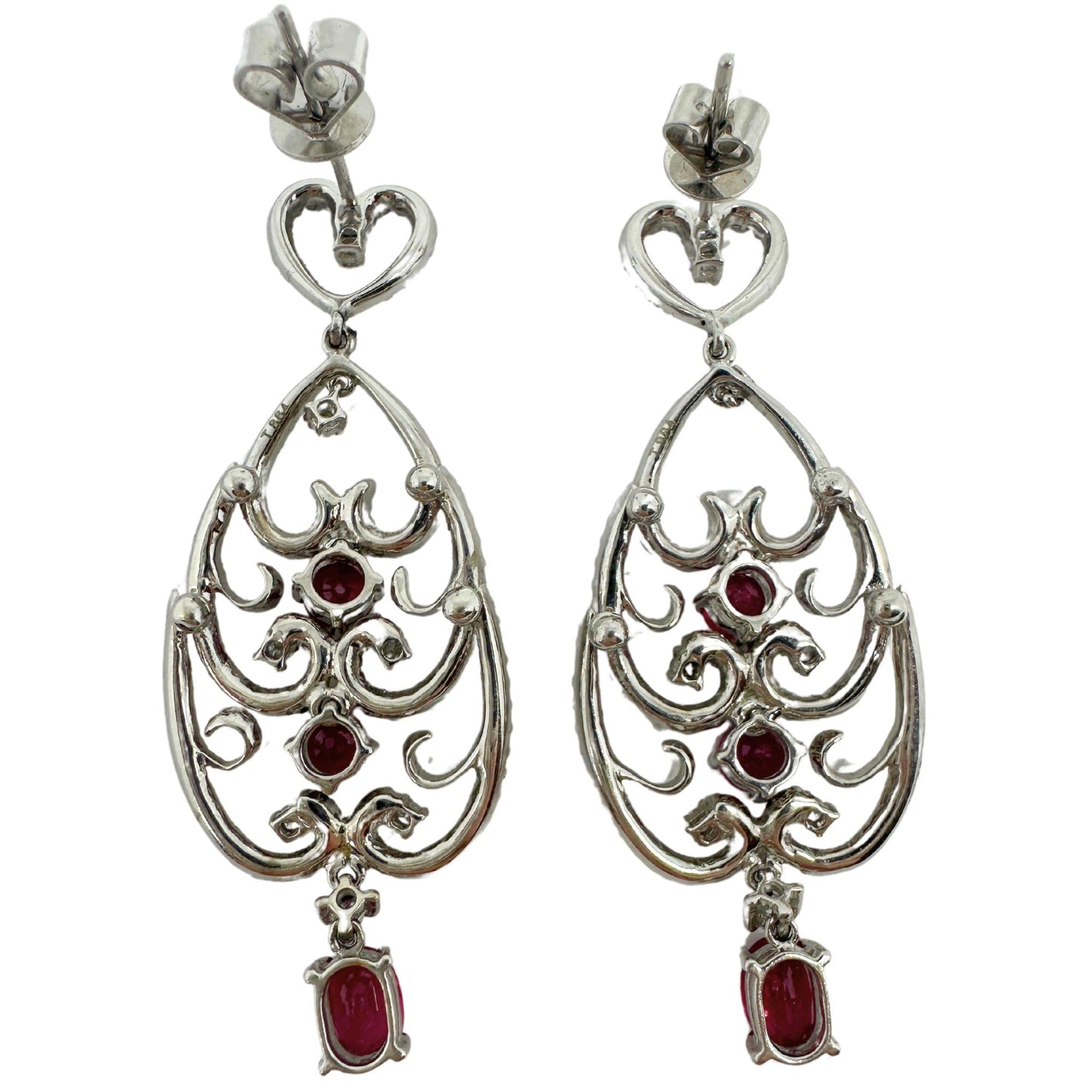 18K White Gold Diamond and Ruby Earrings