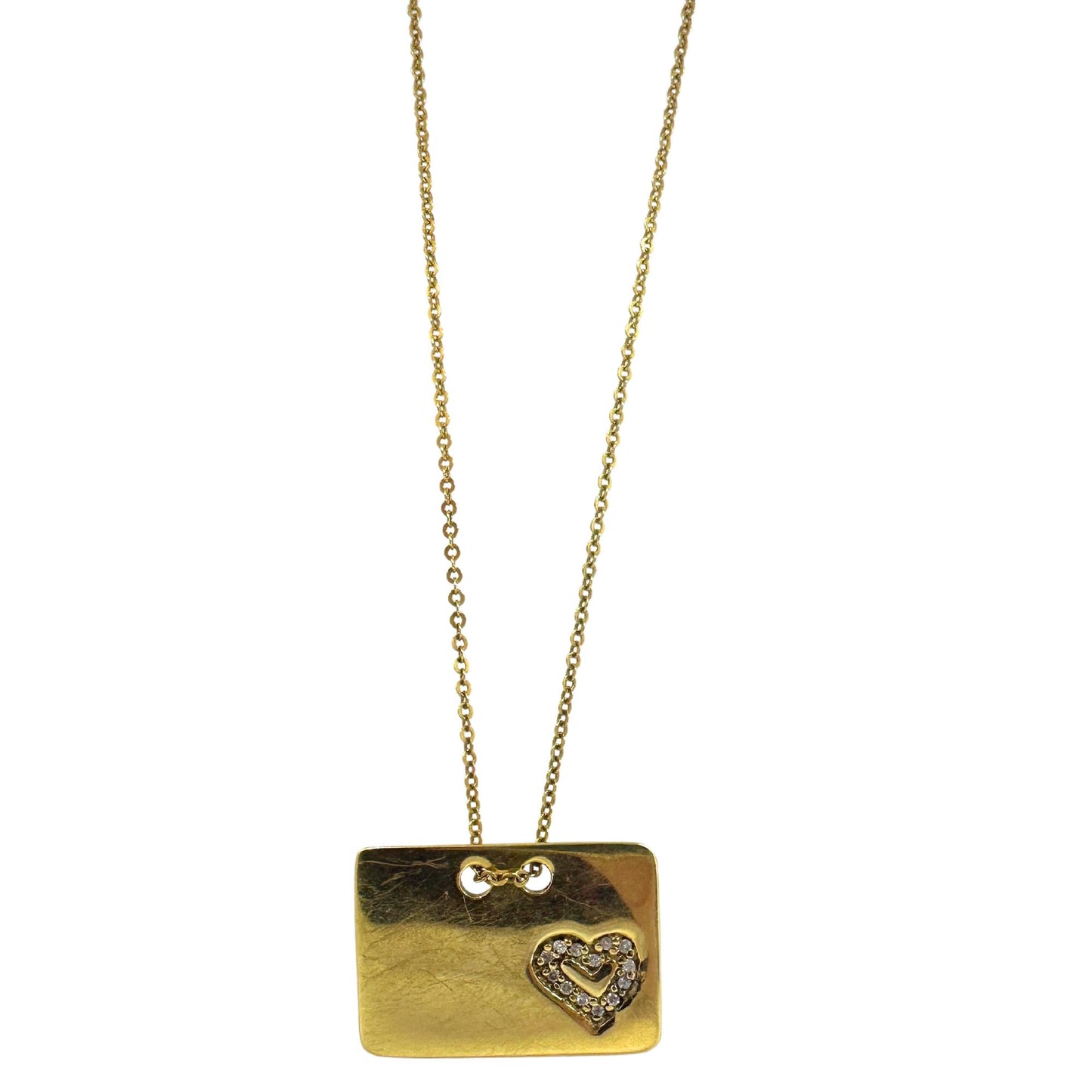 14K Yellow Gold Heart Tag Pendant Necklace