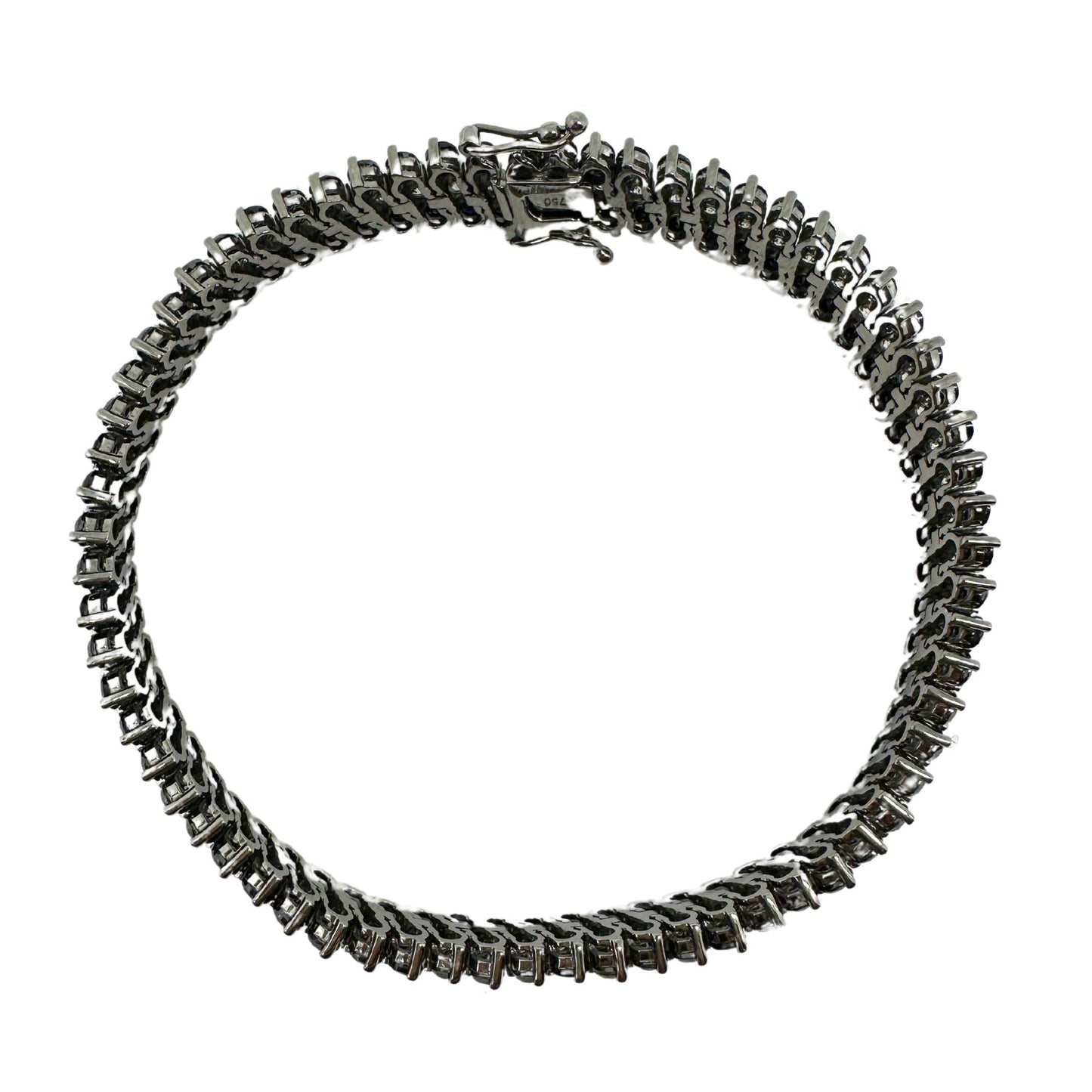 18k White Gold Black and White Diamond Tennis Bracelet