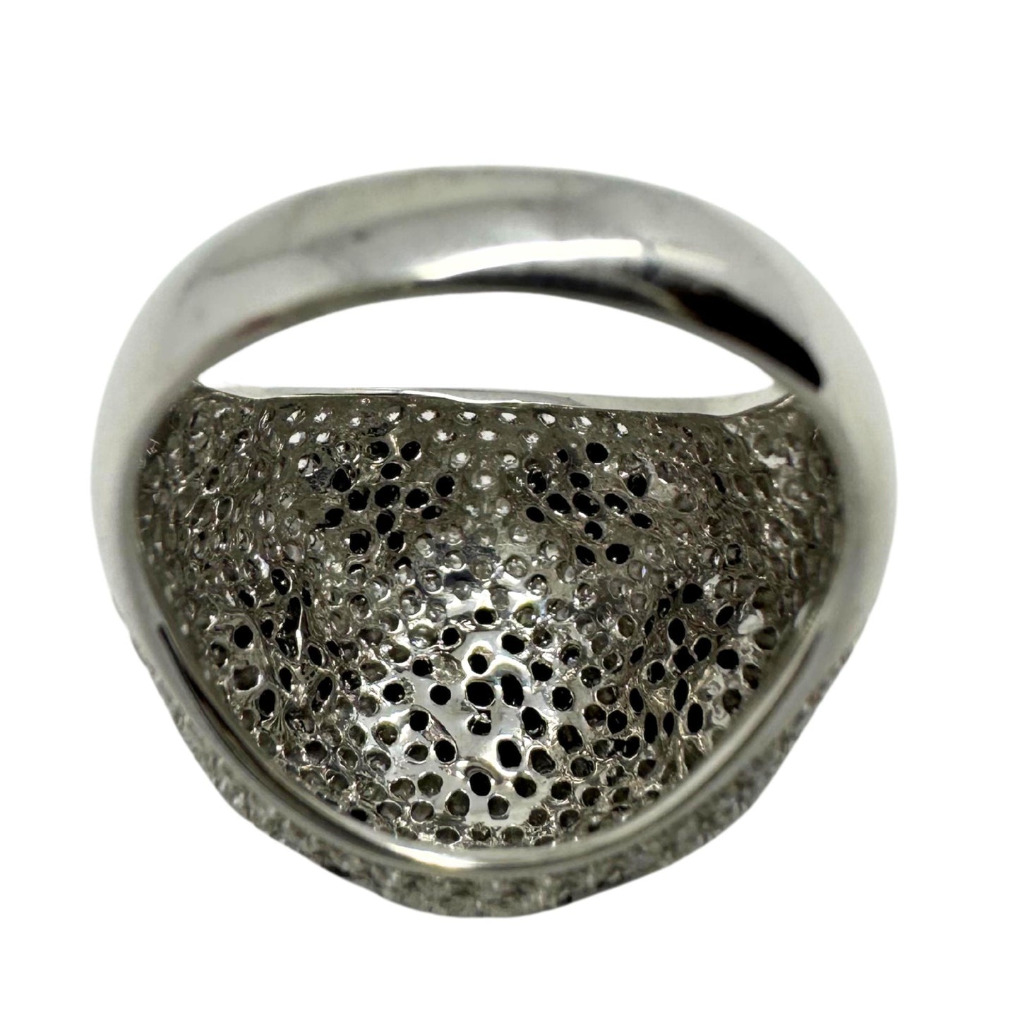 18K White Gold Black and White Diamond Dome Ring