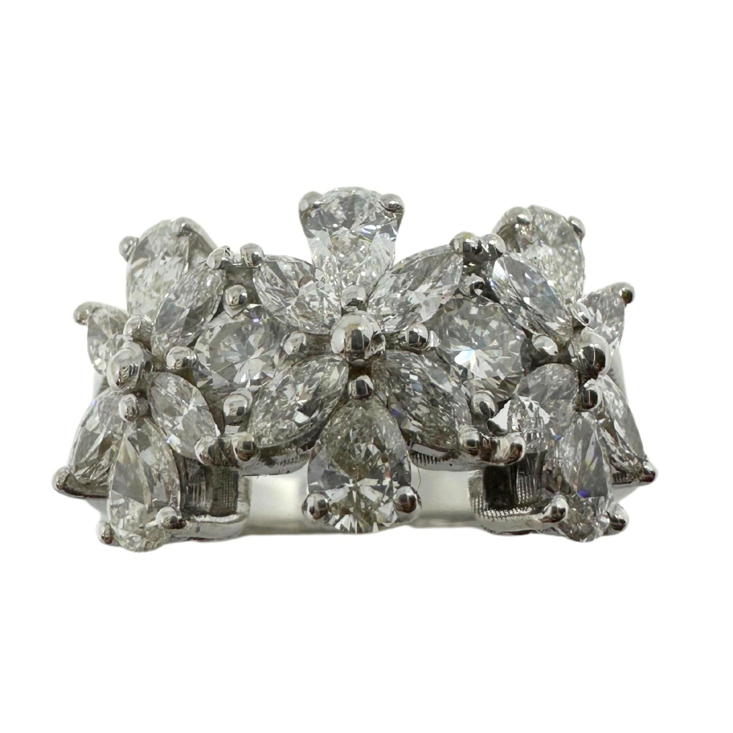 18K White Gold Marquise and Pear Cut Diamond Band Ring