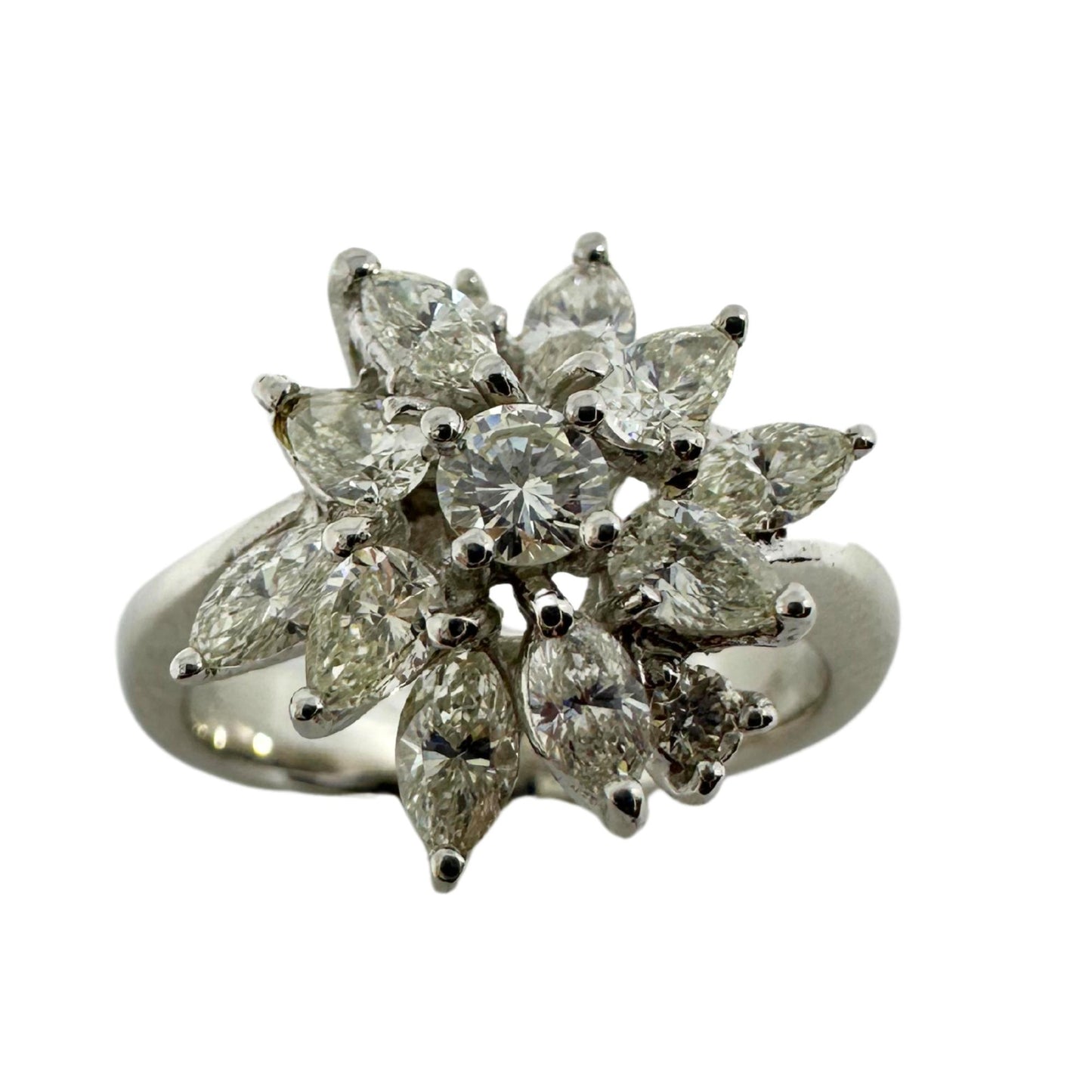 18K White Gold Marquise and Pear Cut Diamond Ring
