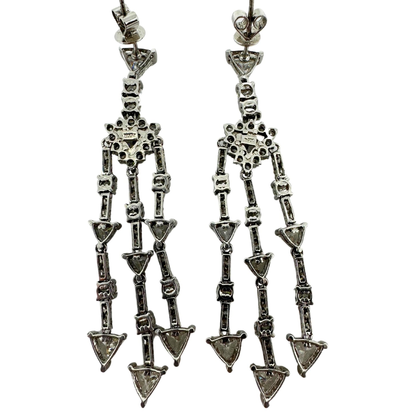 Platinum Trillion Cut Diamond Drop Earrings