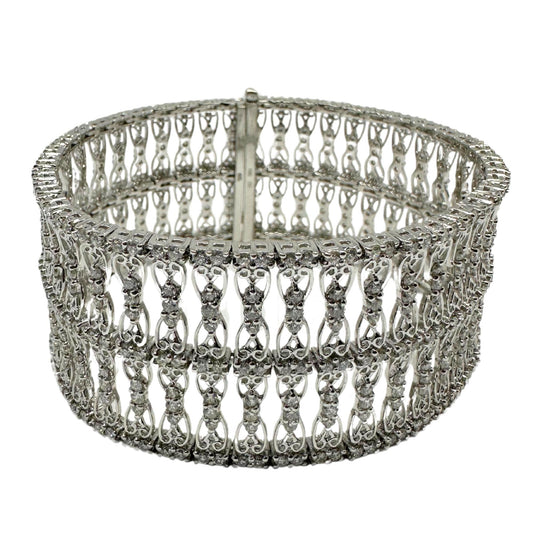 18K White Gold 9.48 Carat Diamond Bracelet - 7 inches