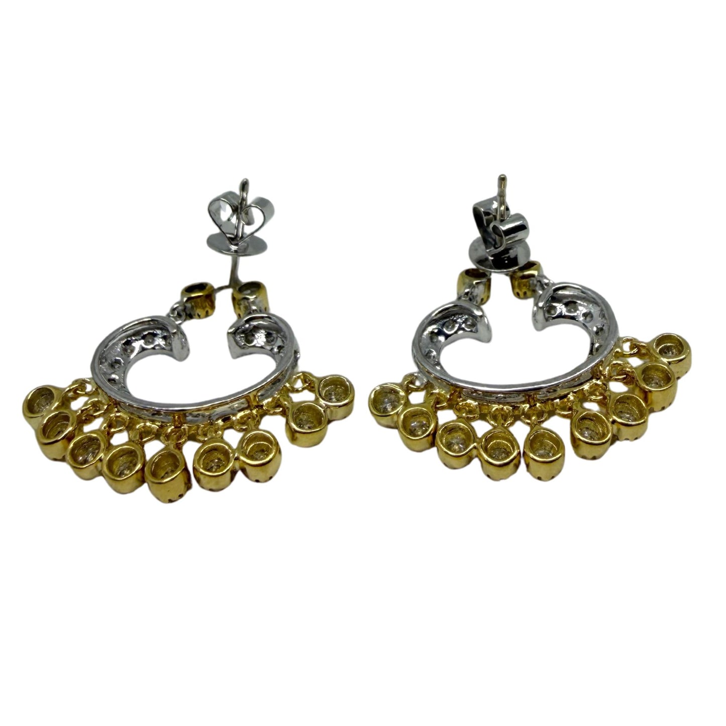 18K Two Tone 1.02 Carat Diamond Chandelier Drop Earrings