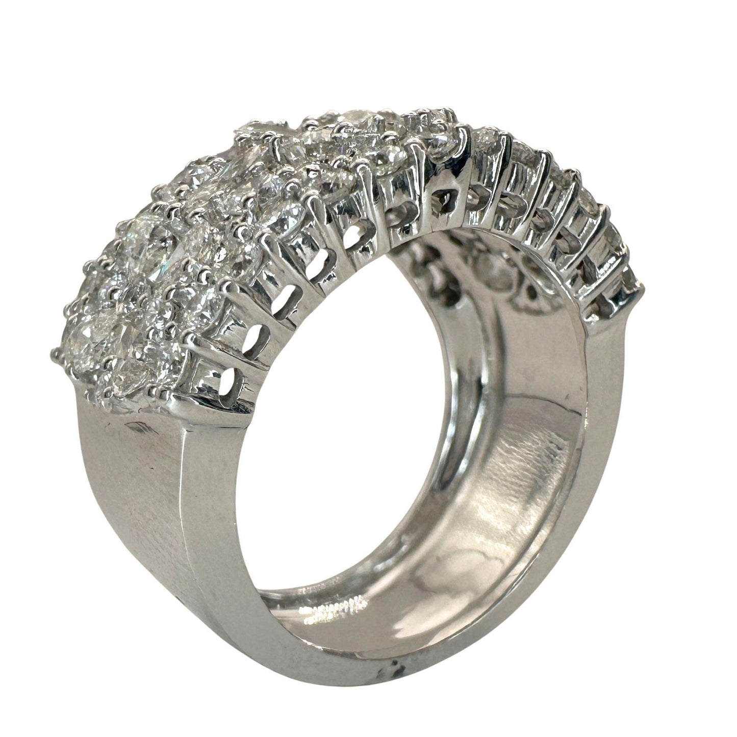18k Pear and Marquise Cut Diamond Wide Band Ring