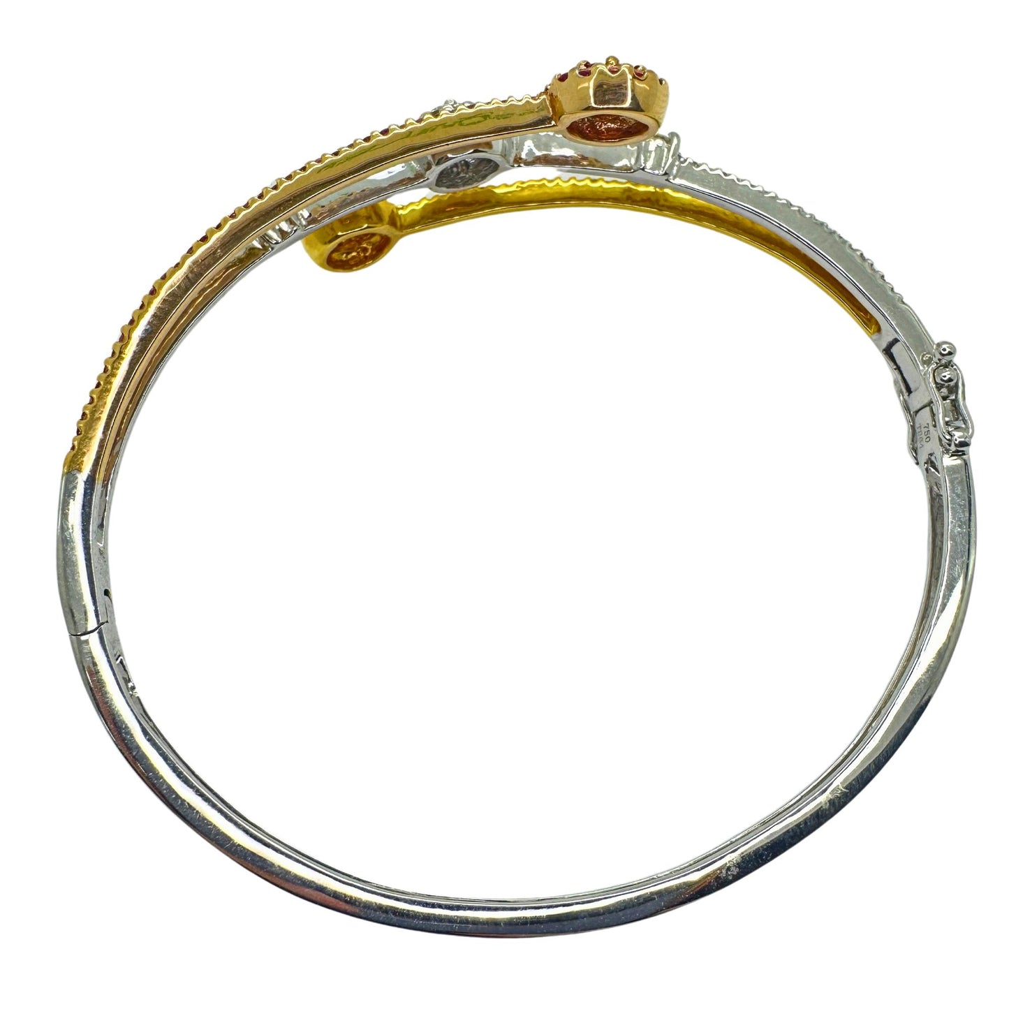 18k Diamond, Pink and Yellow Sapphire Bangle Bracelet.