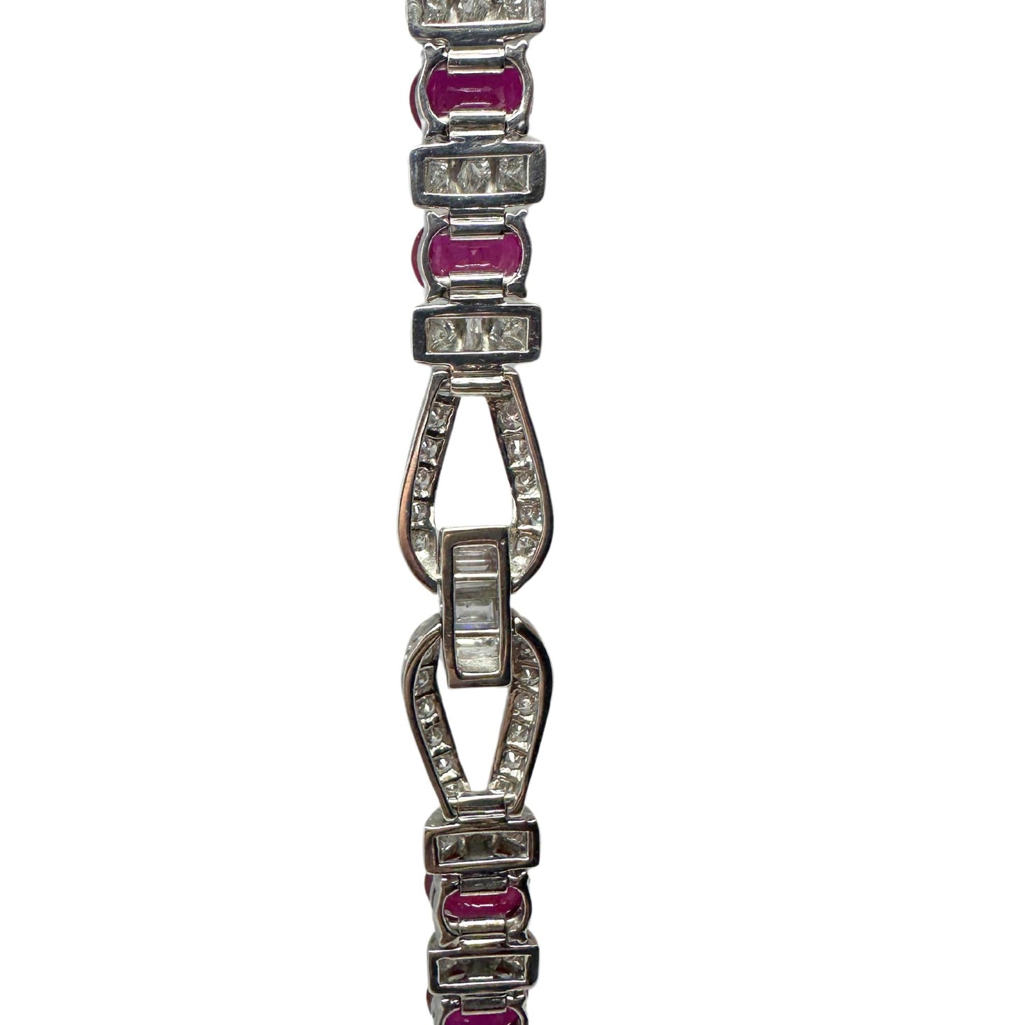 18K White Gold Diamond and African Ruby Bracelet