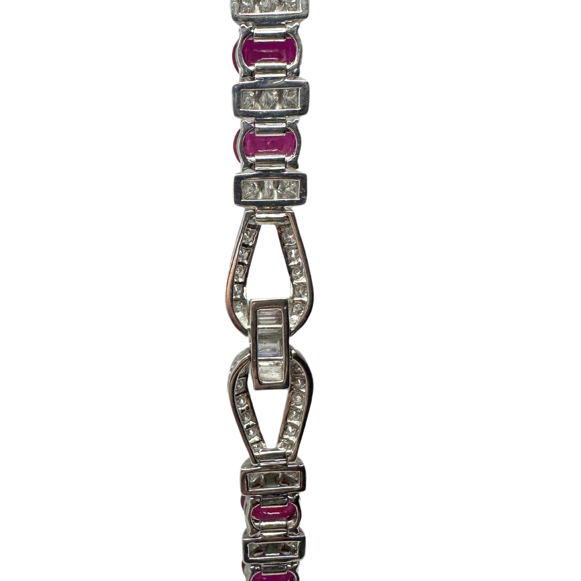 18K White Gold Diamond and African Ruby Bracelet