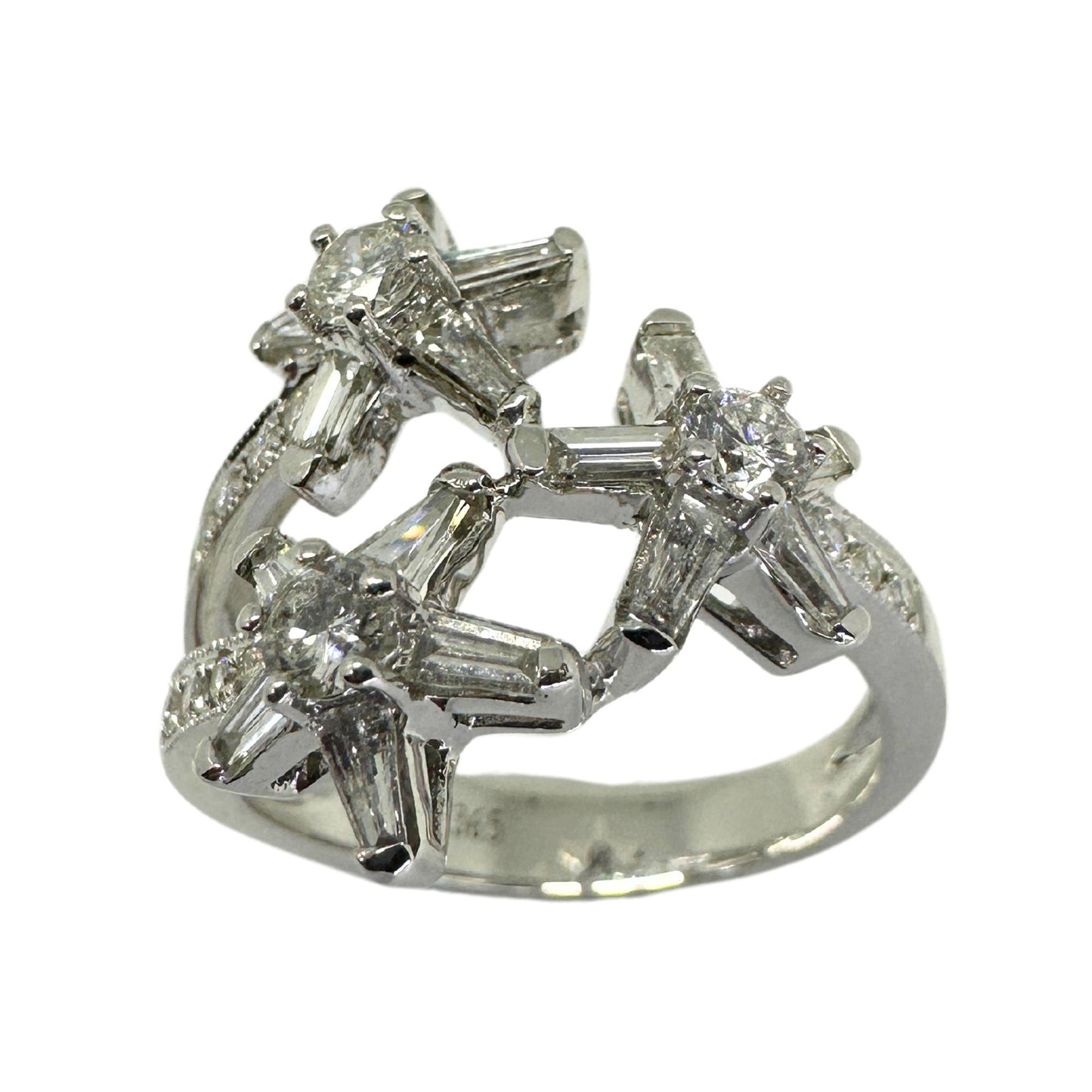 18k Trillion Cut Diamond Ring with Star Design