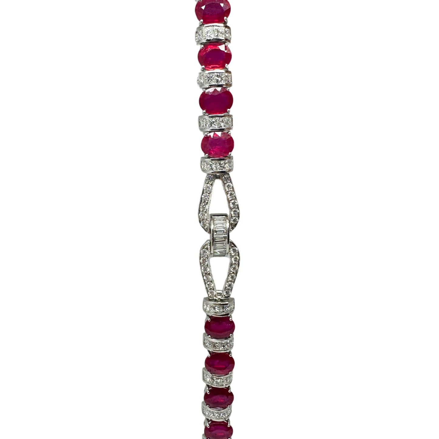 18K White Gold Diamond and African Ruby Bracelet