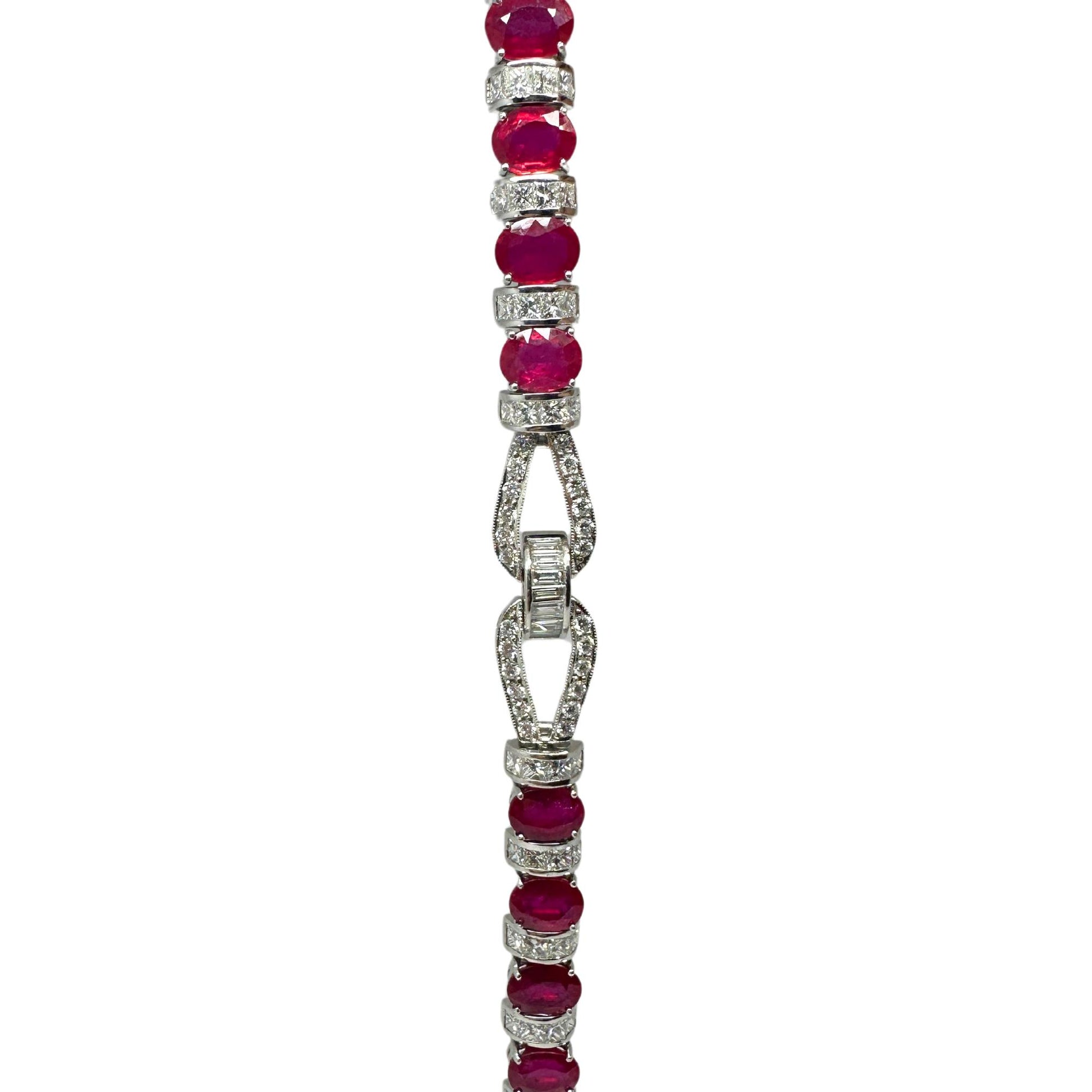 18K White Gold Diamond and African Ruby Bracelet