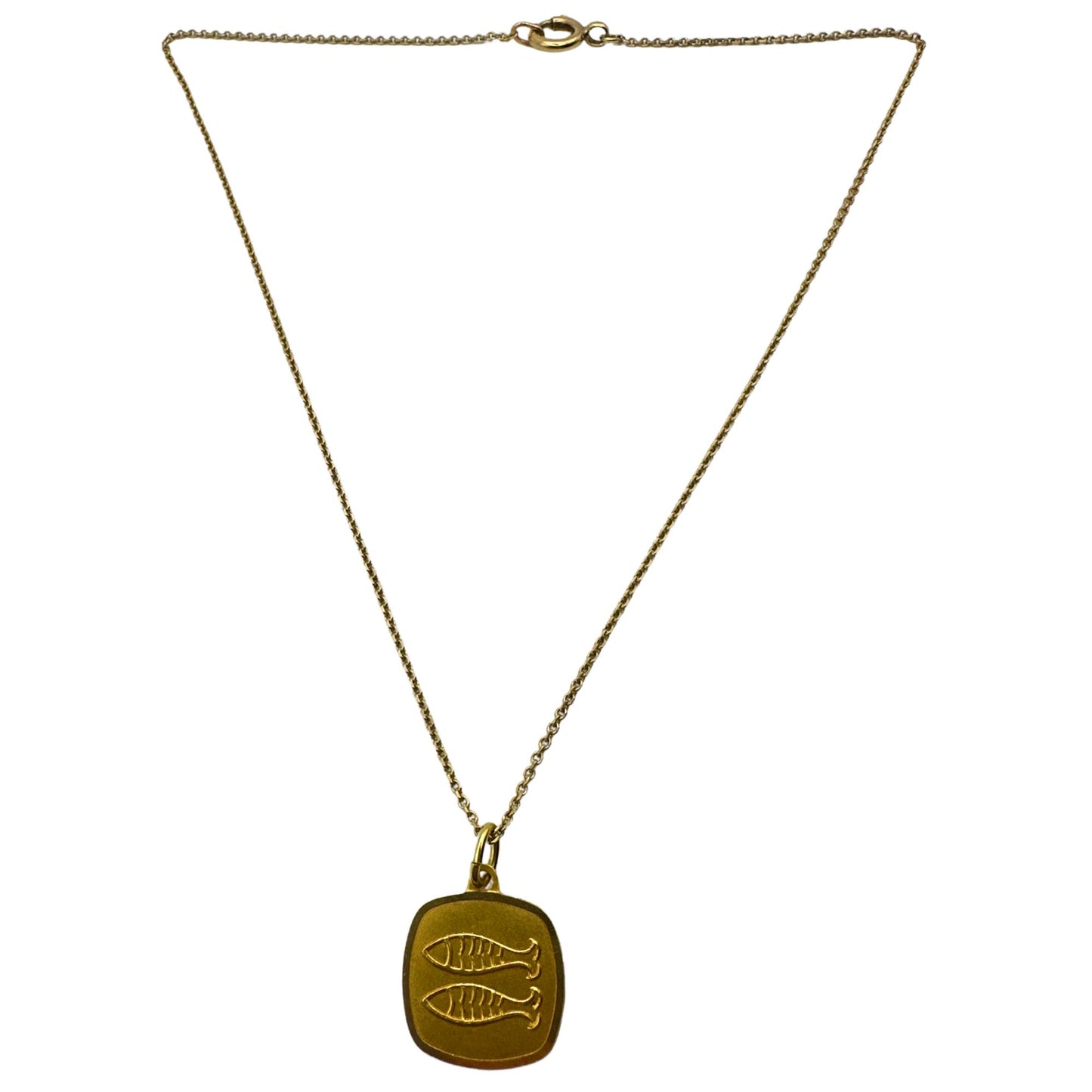 18k Yellow Gold Pisces Pendant with 14k Chain