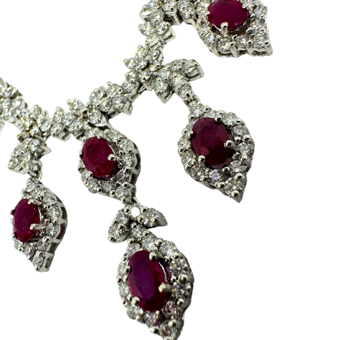 18K White Gold Diamond and Ruby Necklace