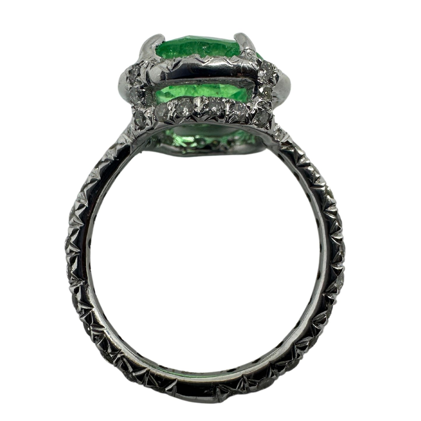 18k Diamond and Emerald Ring