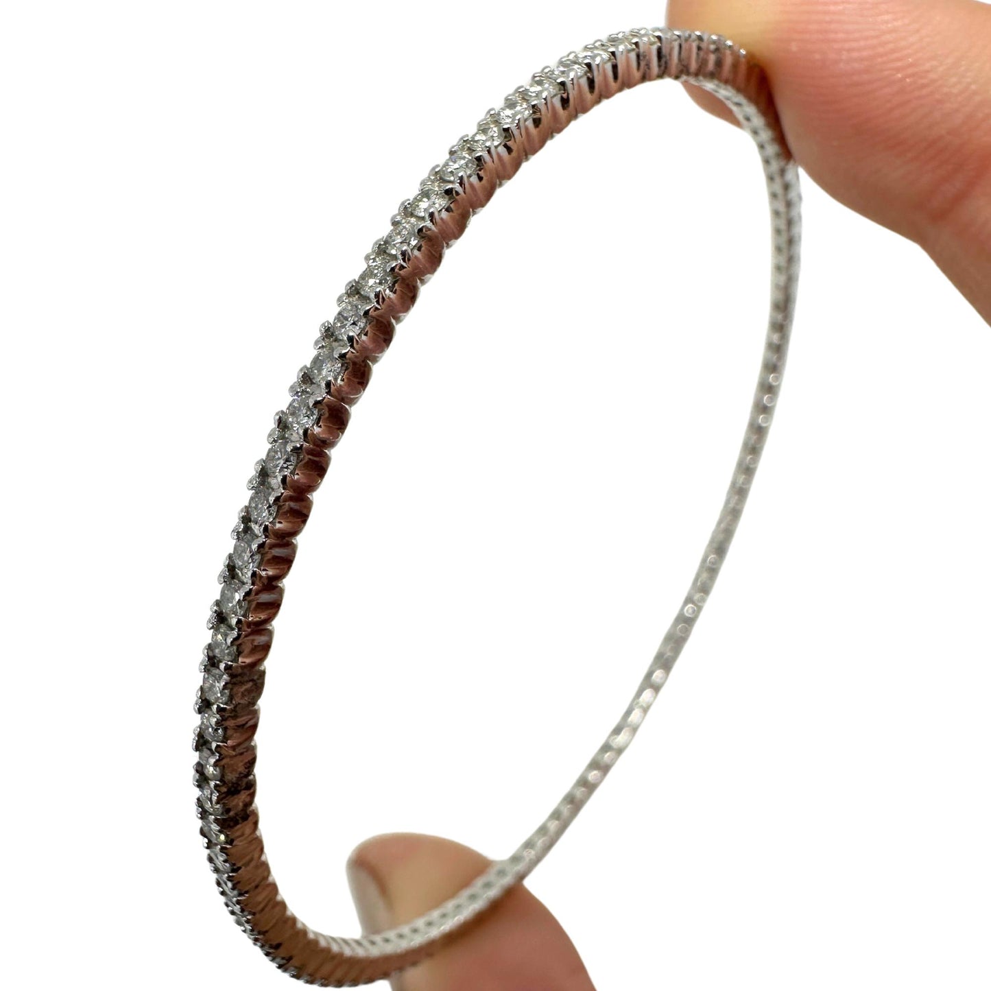 14K White Gold Diamond Bangle