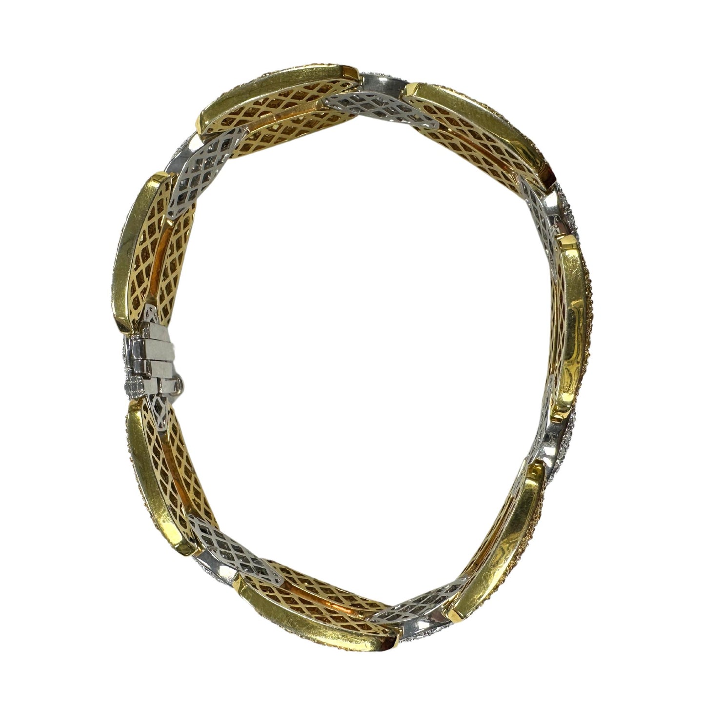 18K White and Yellow Gold Diamond and Yellow Sapphire Link Bracelet