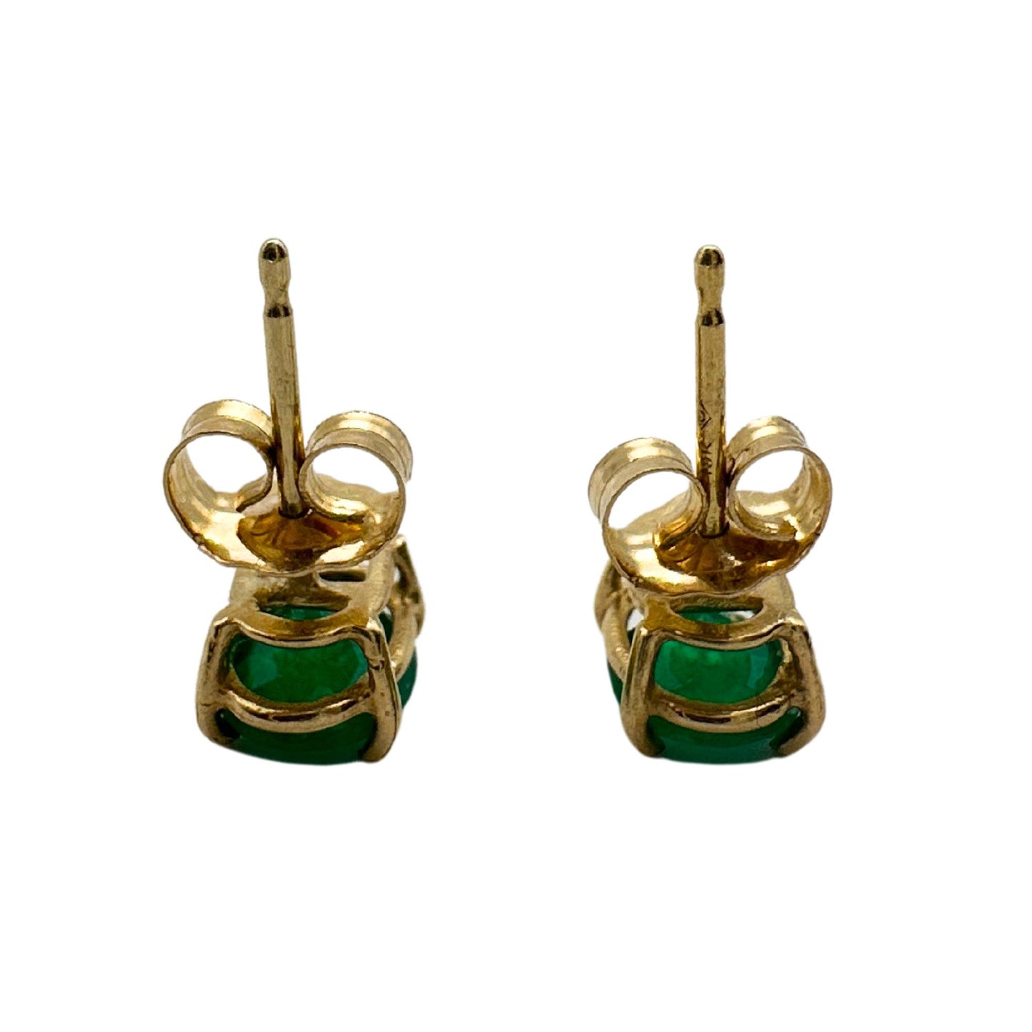 14k Yellow Gold Emerald Stud Earrings