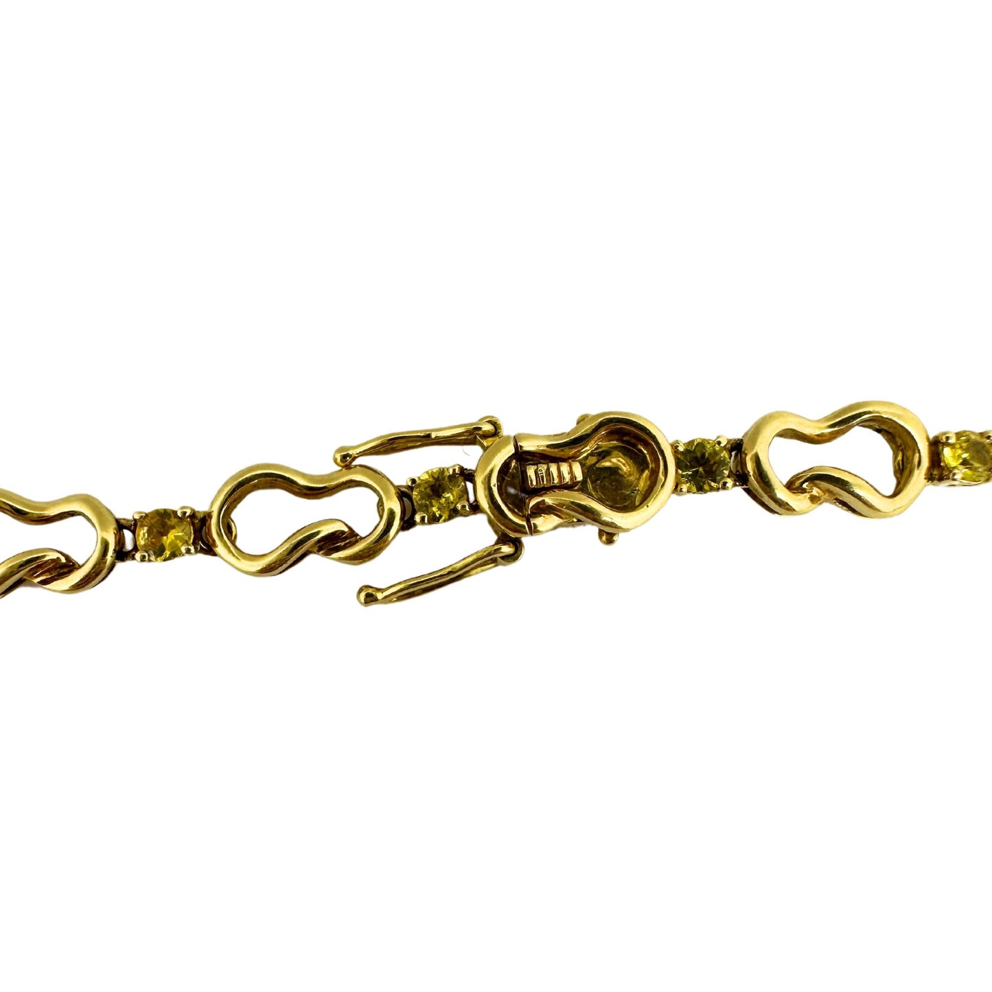 18K Yellow Gold Diamond, Yellow Sapphire and Moonstone Necklace