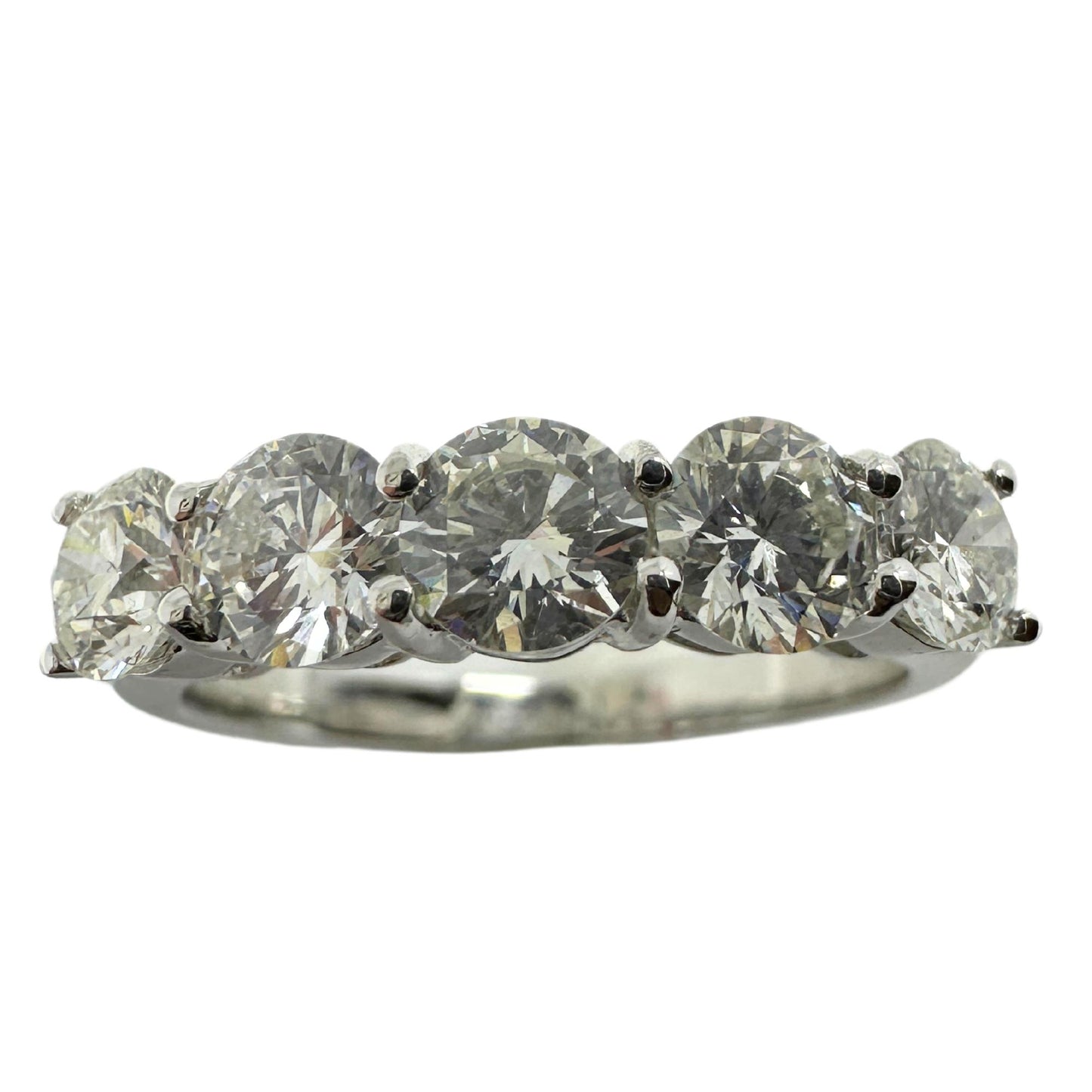 18K White Gold Five Stone Diamond Band Ring