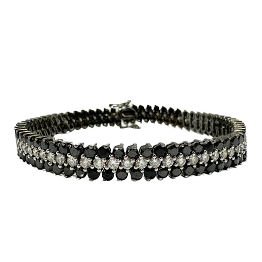 18k White Gold Black and White Diamond Tennis Bracelet