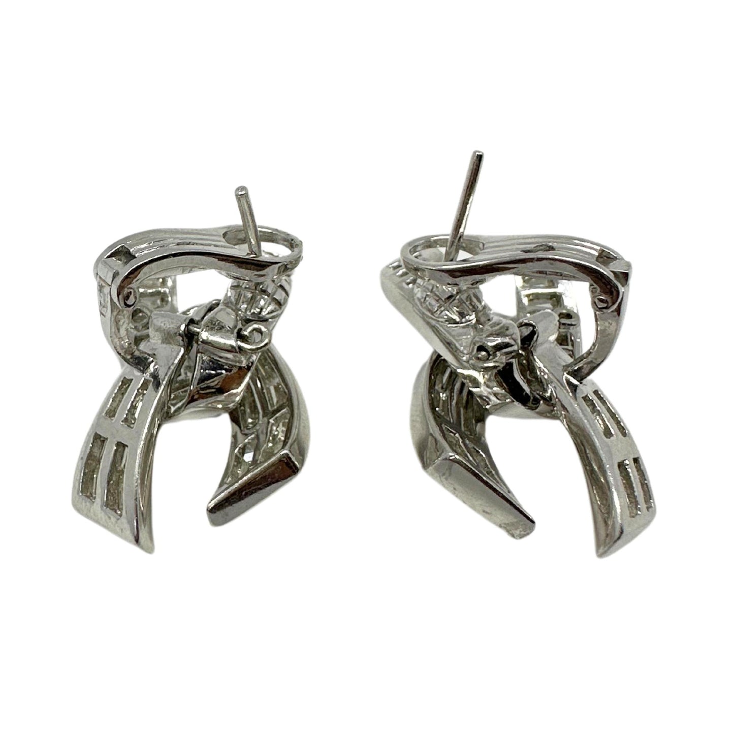 Platinum Baguette Cut Diamond Earrings