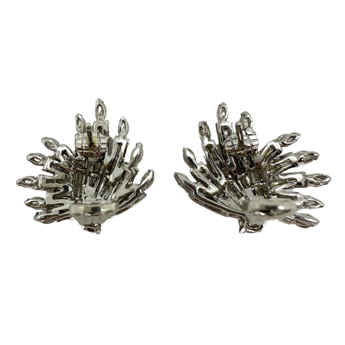 Platinum Marquise and Baguette Cut Diamond Earrings