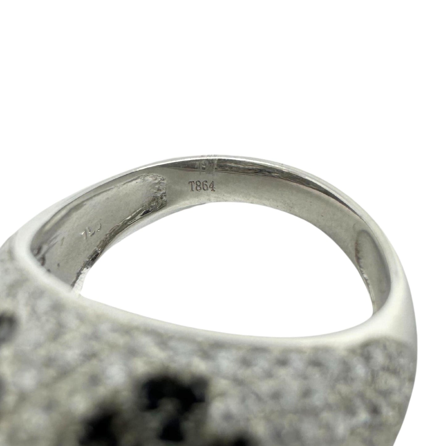 18K White Gold Black and White Diamond Dome Ring