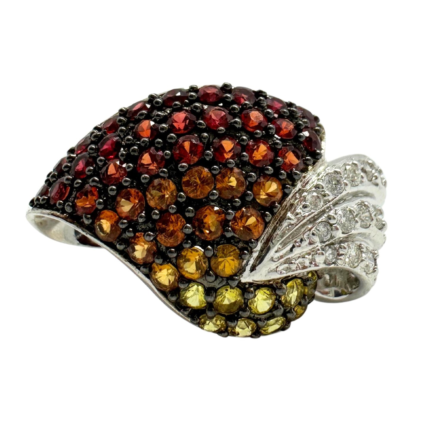 18K White Gold Diamond and Multi Sapphire Ring