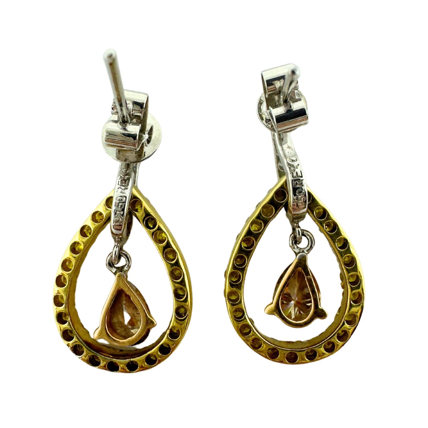 18K Yellow, Brown and White Diamond Earrings