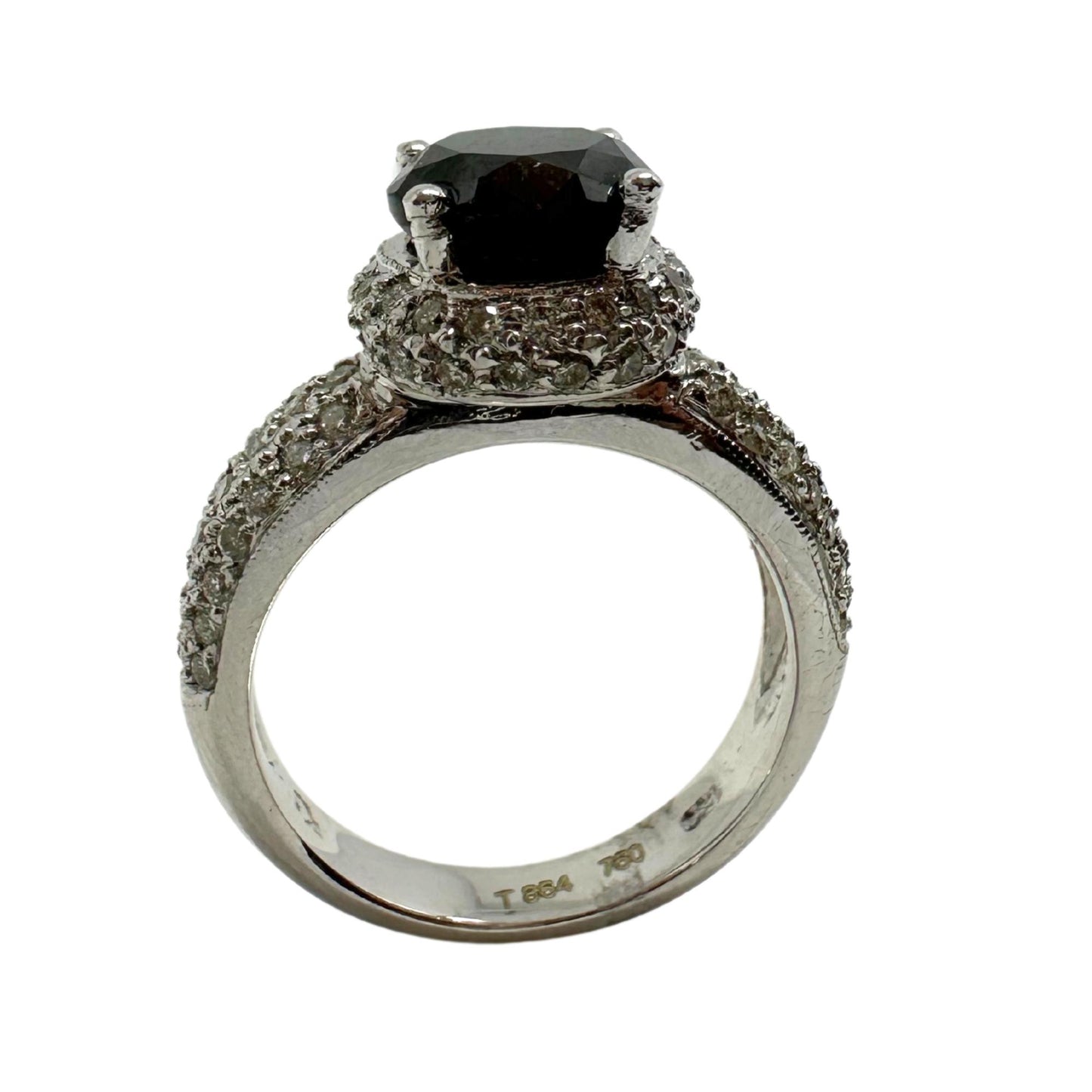 18K White Gold Black and White Diamond Ring