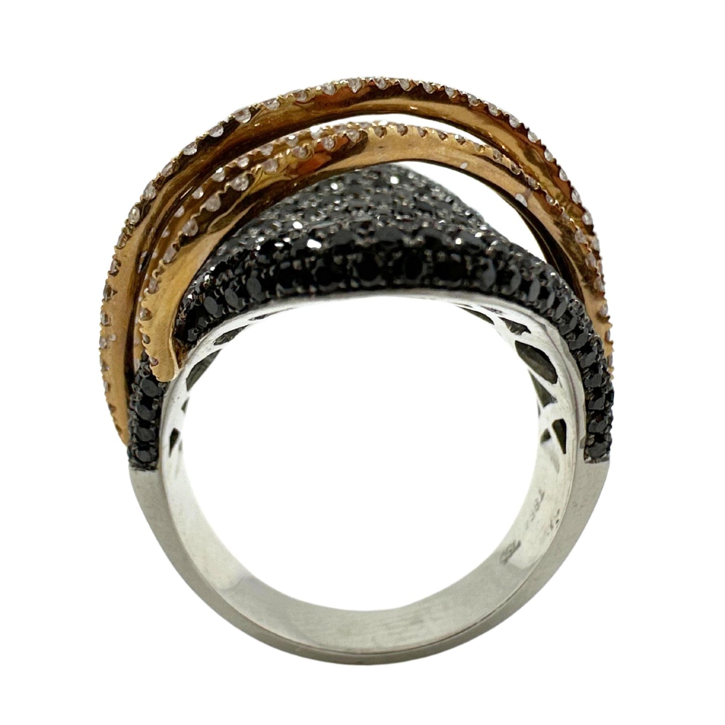18K Two Tone Black and White Diamond Abstract Ring