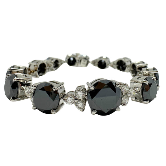 18k White Gold White and Black Diamond Bracelet