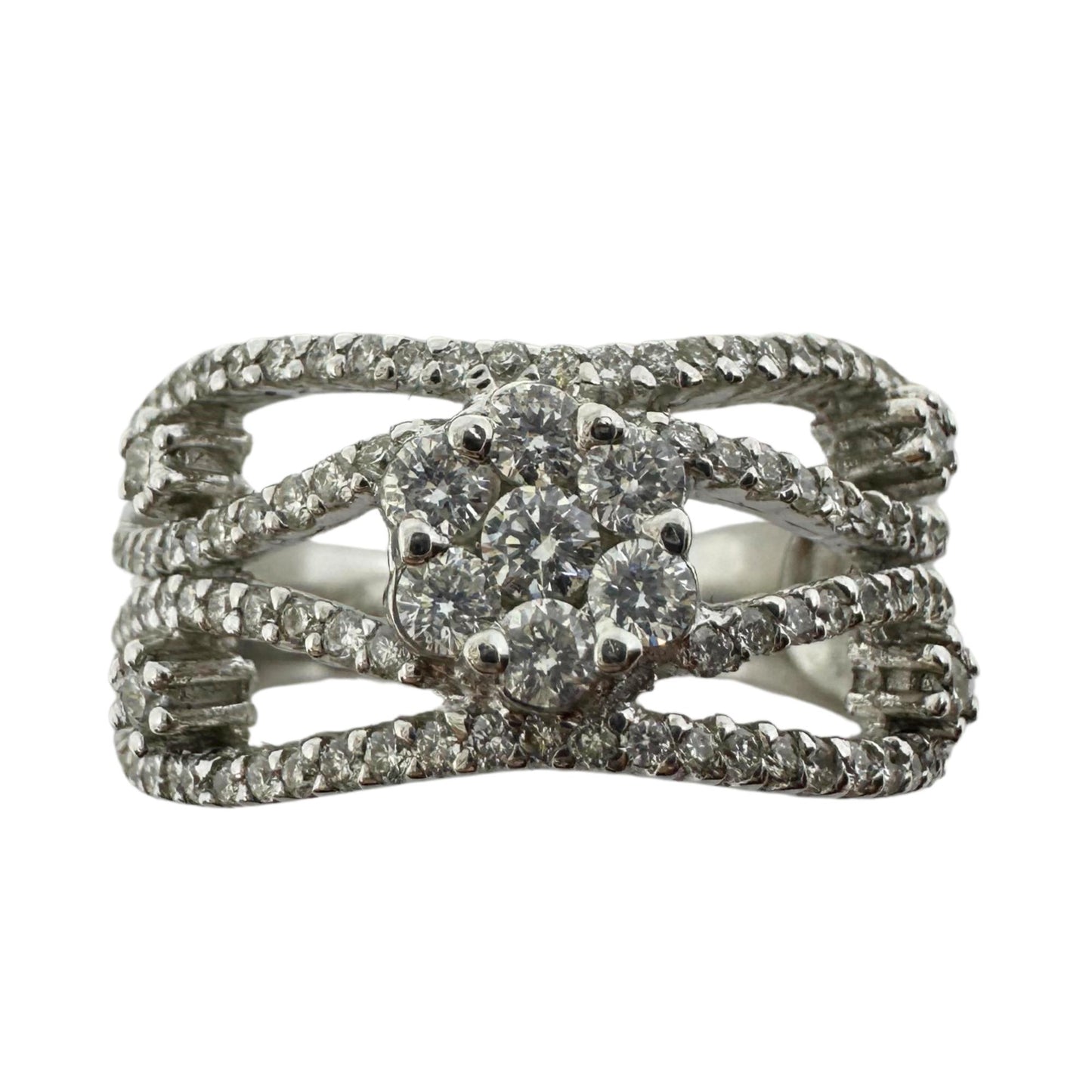18K White Gold Diamond Wide Band Ring