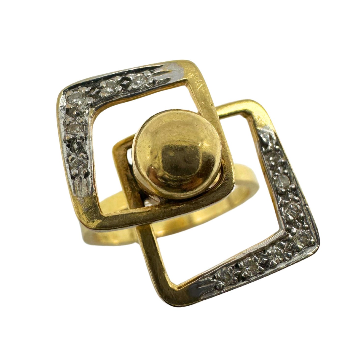 14K Estate Yellow Gold Diamond Fidget Spinning Ring